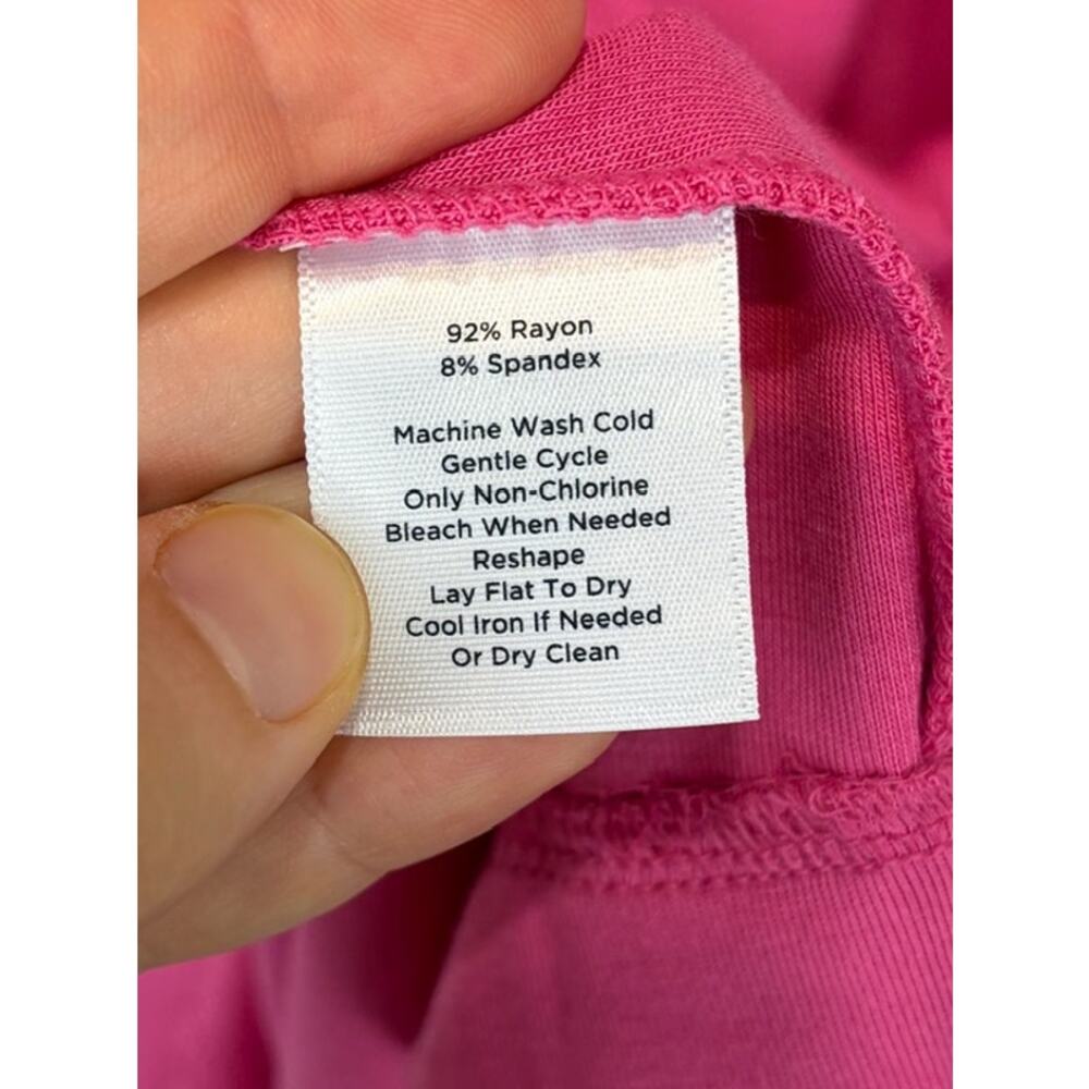 NWT TALBOTS Gathered Scoop Neck Jersey Knit Dress Tie Belt Short Sleeve Pink X - Picture 8 of 9
